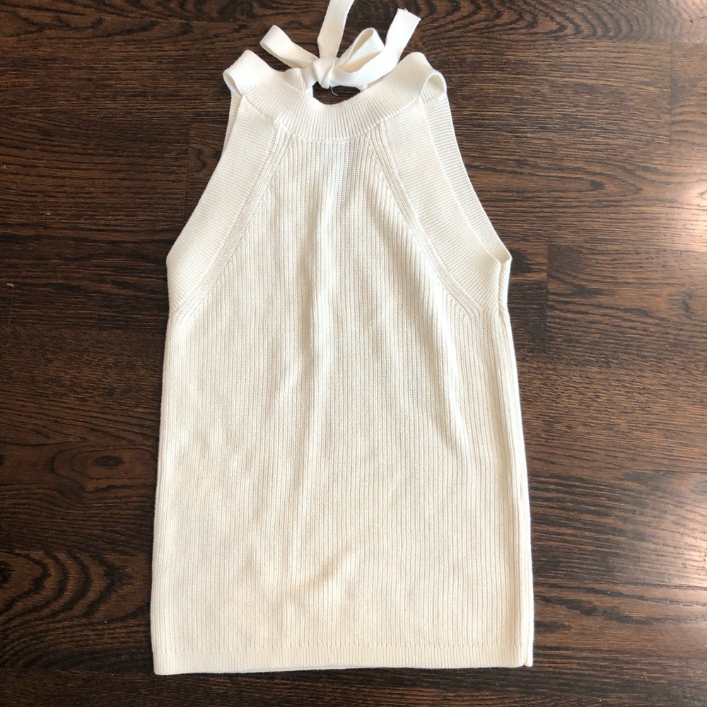 Ann Taylor Cream Knit Top with Bow Accent